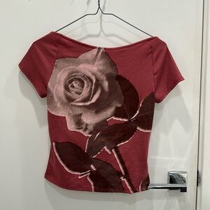 Urban Outfitters Pink Rose Graphic Top
